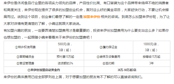 上海开一家来伊份加盟店的费用盈利分析表
